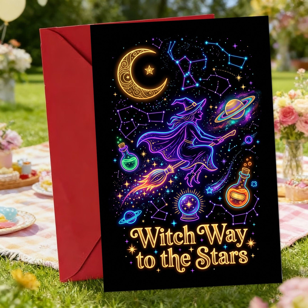 Carduria - Halloween Celestial Witch Greeting Card