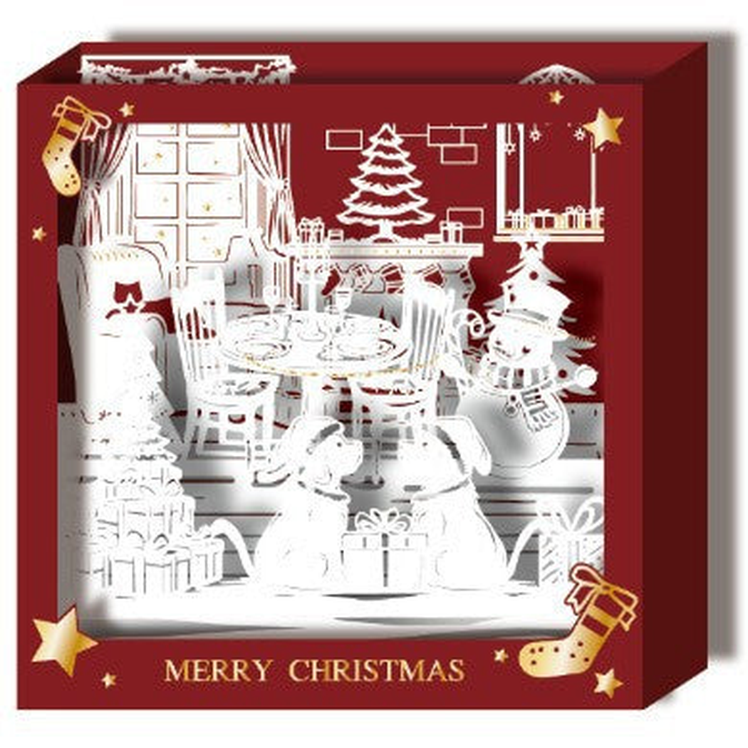Carduria - Christmas Winter 3D Shadow Box Greeting Card