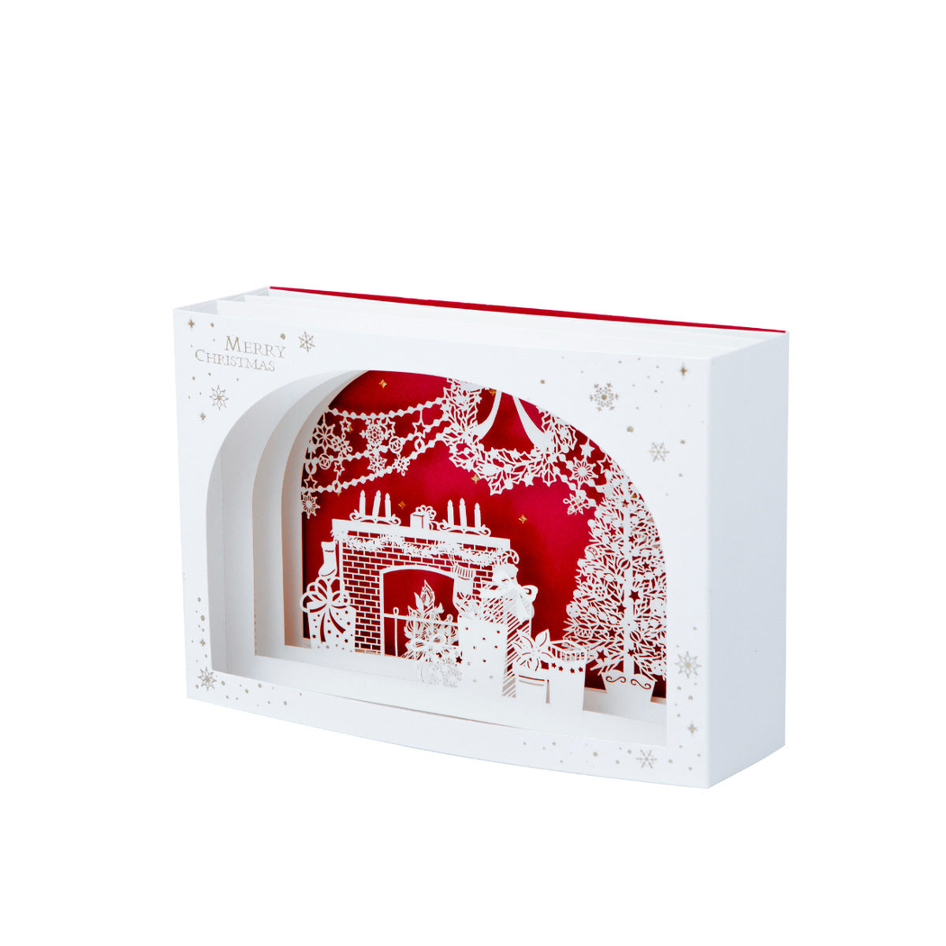 Carduria - Christmas White Fireplace 3D Pop-Up Greeting Card