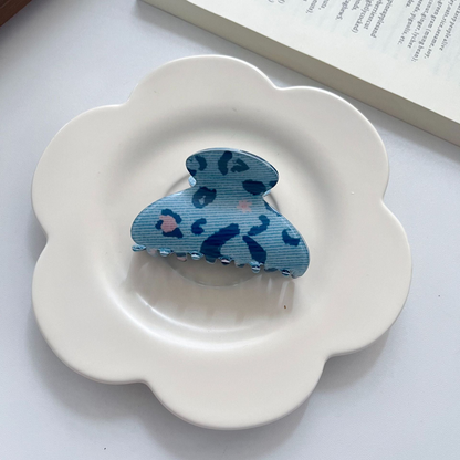 Beau - Blue Leopard Pattern Mixed Sculpted Hair Clip