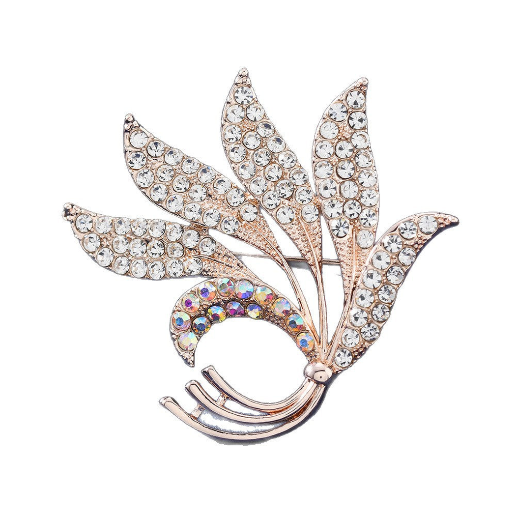 Brovia - Wheat Motif Curved Stem Silhouette Brooch