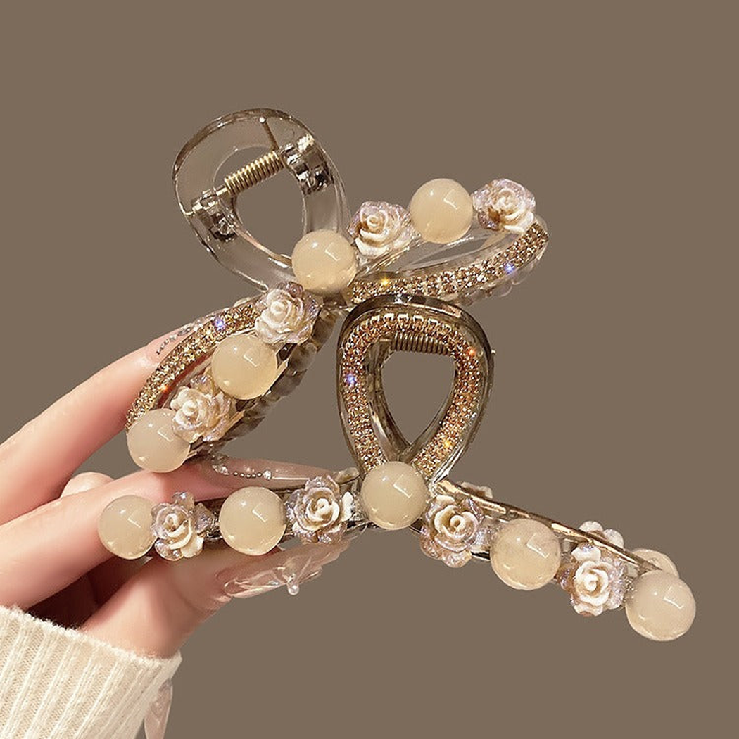 Beau - Loop Silhouette Rose Motif Hair Claw