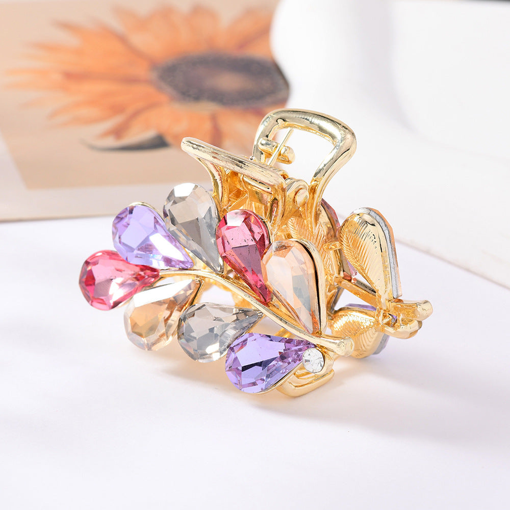Beau - Leaf Branch Motif Teardrop Shapes Hair Claw