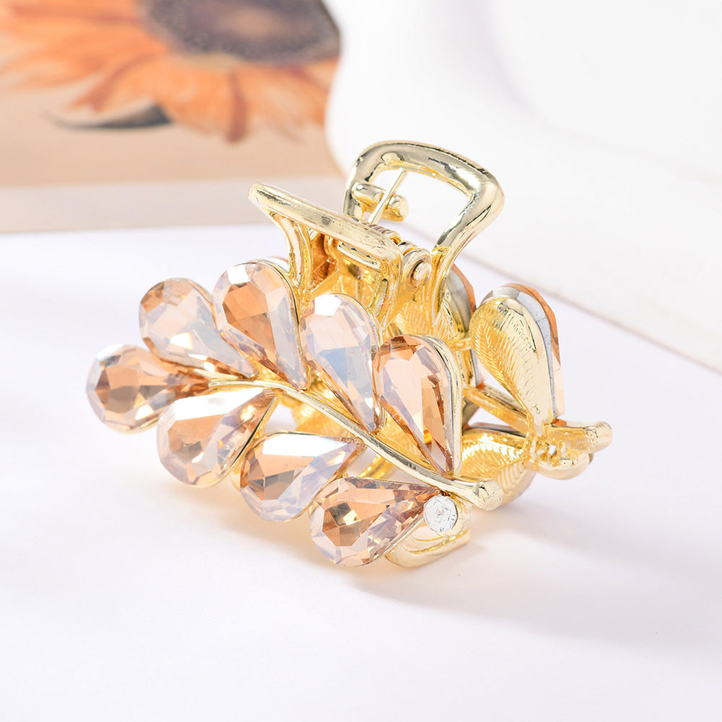 Beau - Leaf Branch Motif Teardrop Shapes Hair Claw