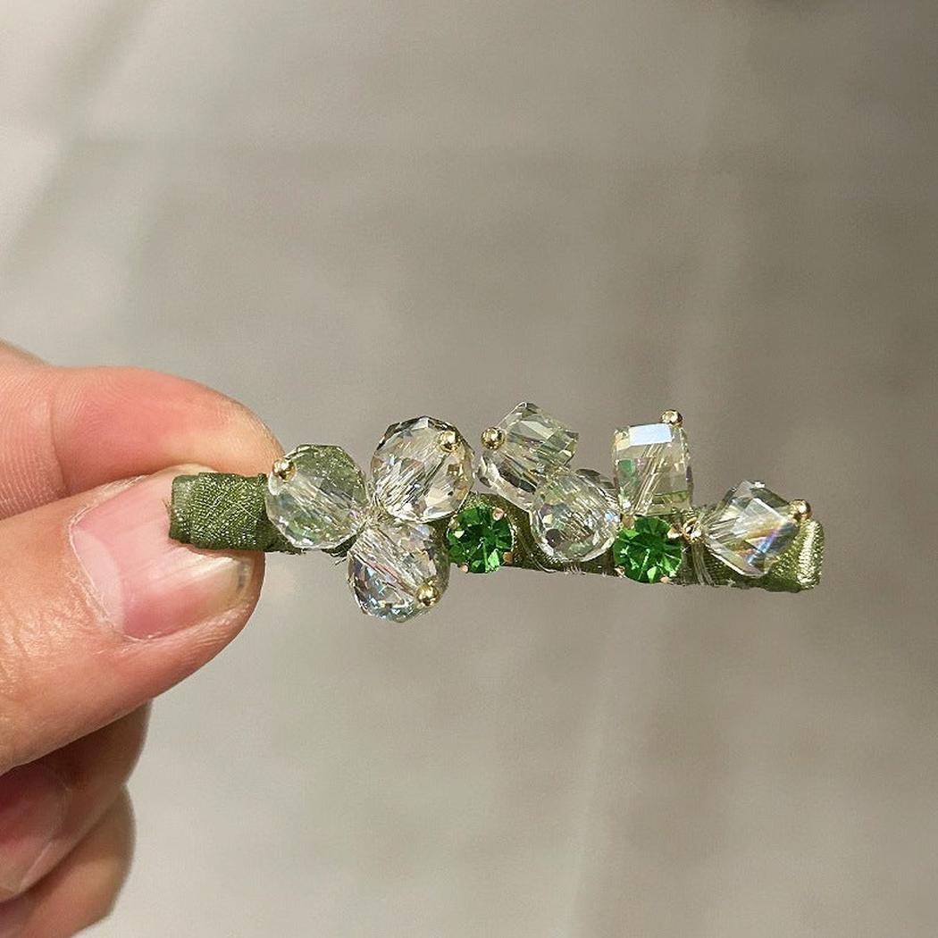 Beau - Faceted Cluster Ribbon-Wrapped Linear Hair Clip