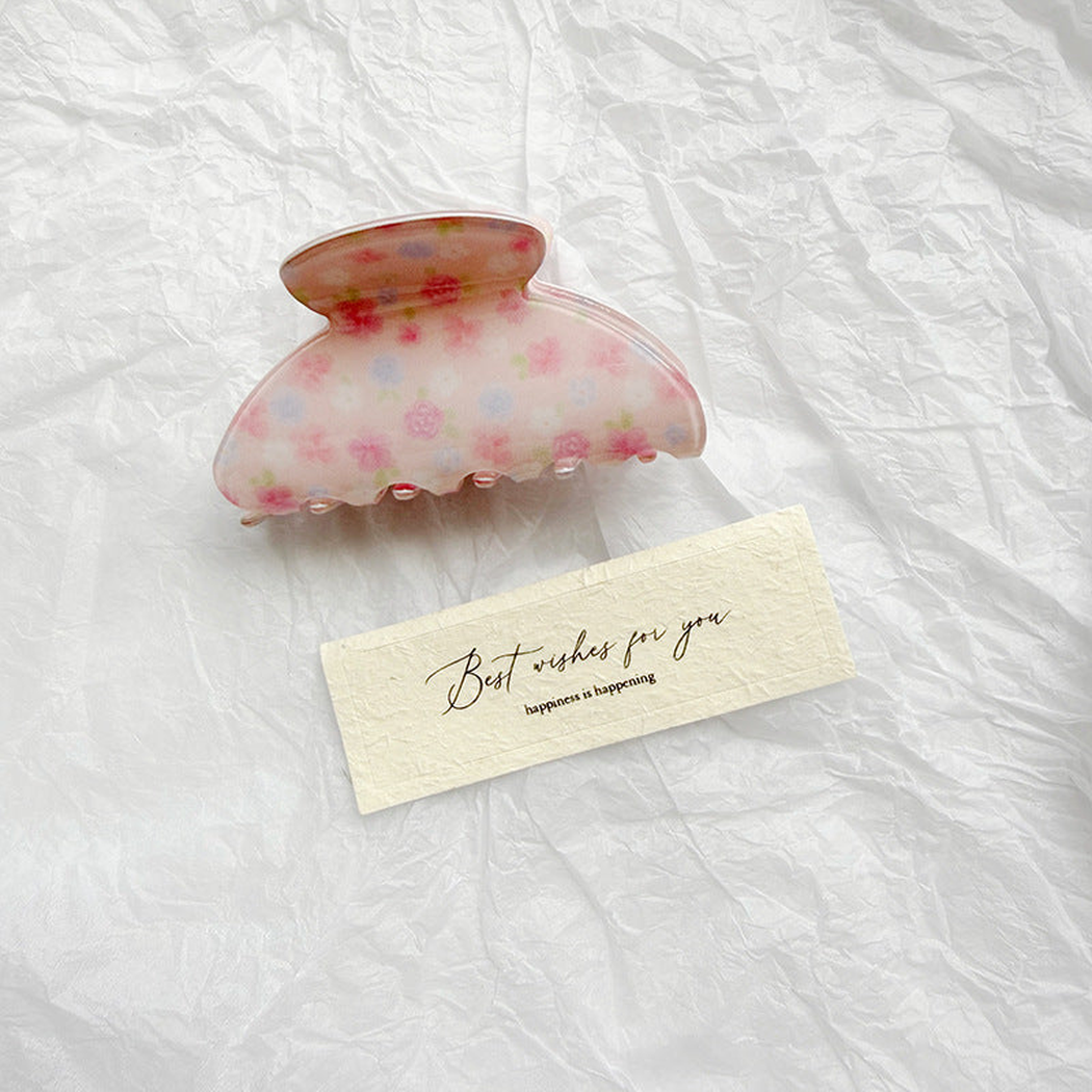 Beau - Floral Print Mixed Curved Silhouettes Hair Claw