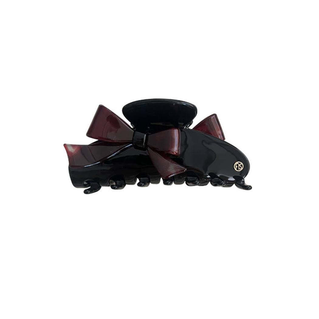 Beau - Layered Bow Motif Mottled Pattern Hair Claw