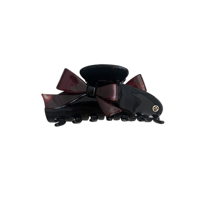 Beau - Layered Bow Motif Mottled Pattern Hair Claw