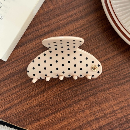 Beau - Polka Dot Pattern Tapered Curved Silhouette Hair Claw