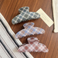Beau - Plaid Pattern Layered Bow Silhouette Hair Claw