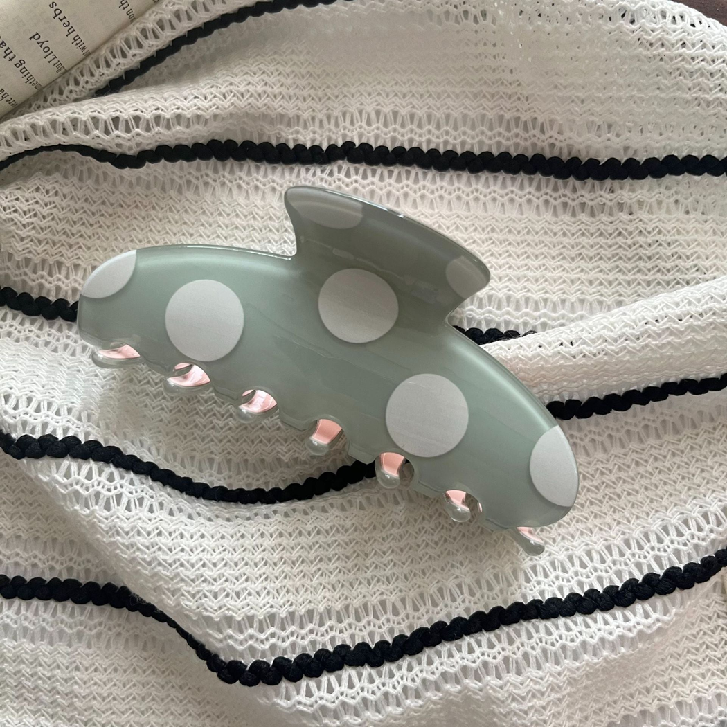Beau - Large Polka Dot Pattern Long Curved Hair Claw