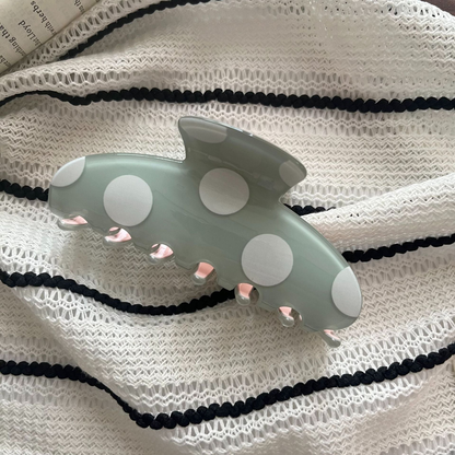 Beau - Large Polka Dot Pattern Long Curved Hair Claw