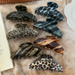 Beau - Veined and Leopard Patterns Long Curved Hair Claw