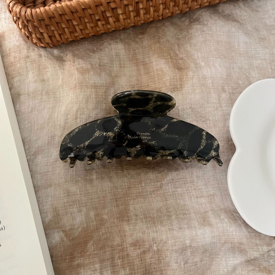 Beau - Veined and Leopard Patterns Long Curved Hair Claw