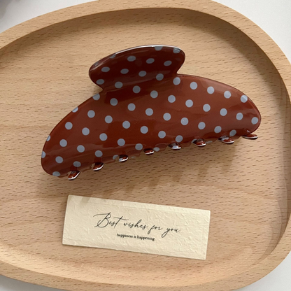 Beau - Polka Dot Pattern Broad Curved Silhouette Hair Claw