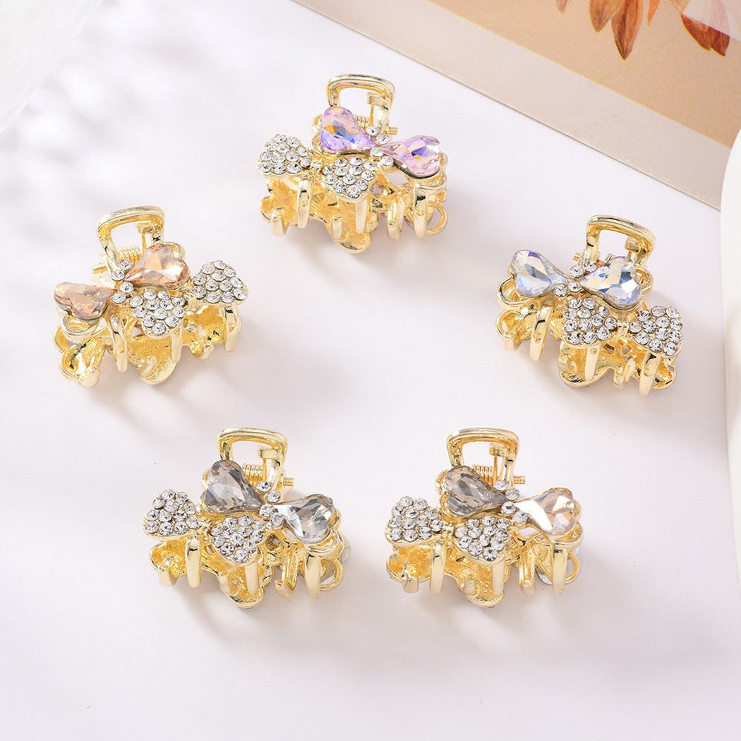 Beau - Bow Motif Heart-Shaped Accents Hair Claw