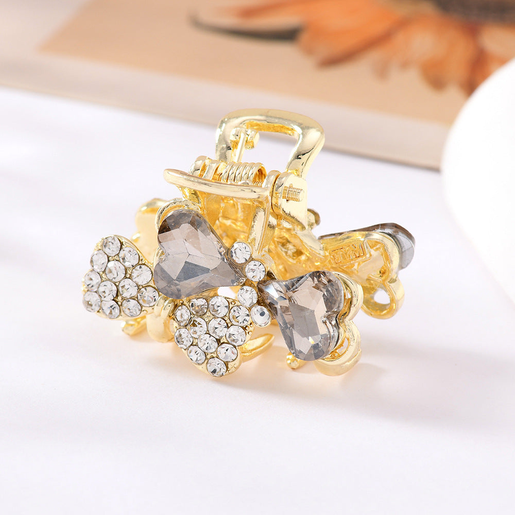 Beau - Bow Motif Heart-Shaped Accents Hair Claw