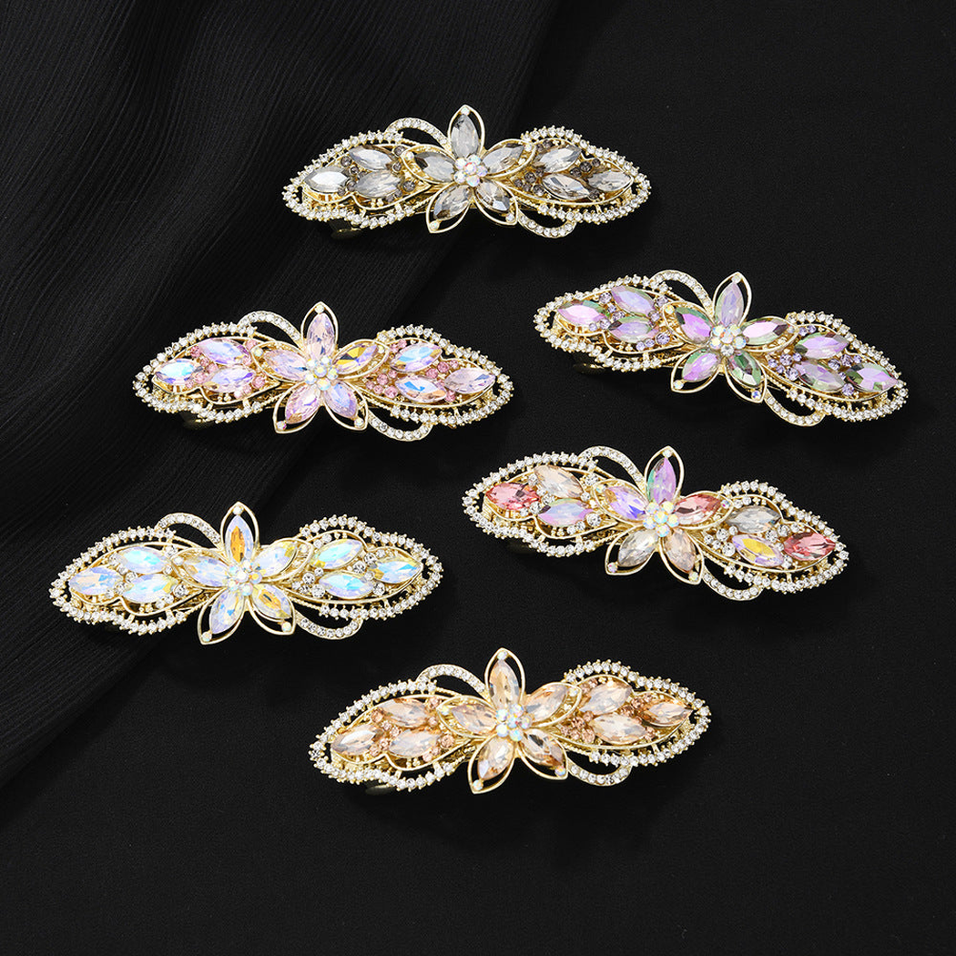 新品大号8公分系列款水晶&水钻女士弹簧顶夹侧边夹高品质弹簧夹