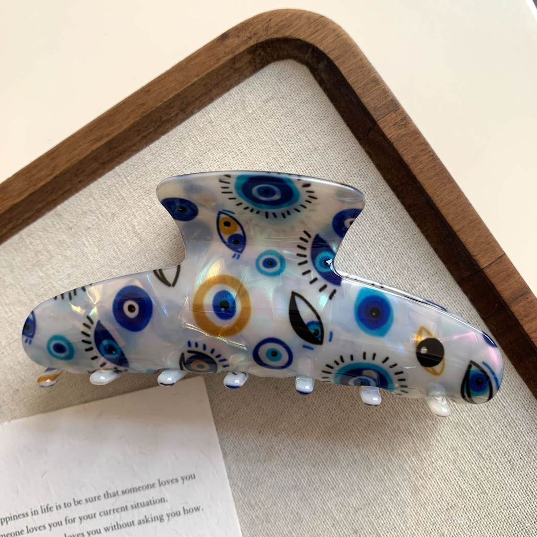 Beau - Evil-Eye Motif Elongated Curve Hair Claw