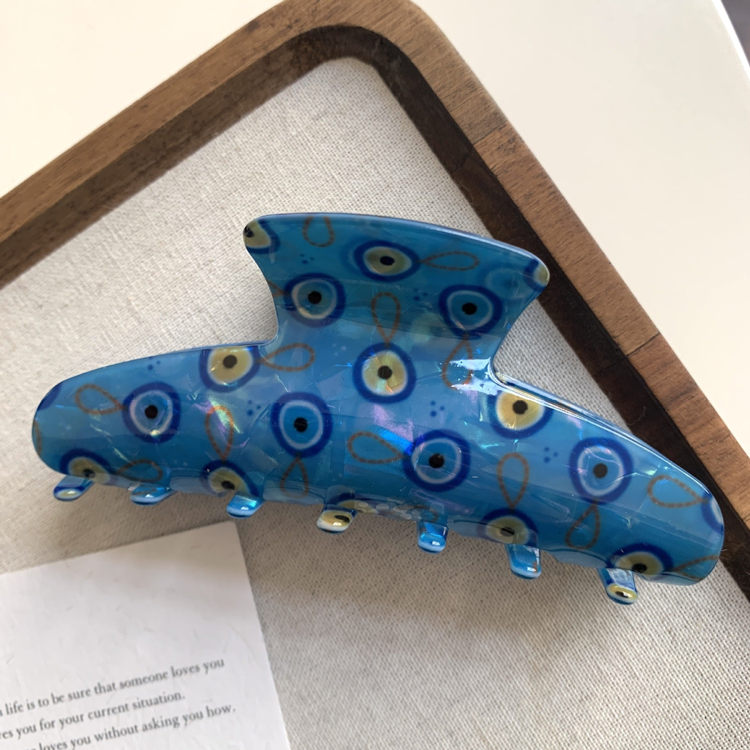 Beau - Evil-Eye Motif Elongated Curve Hair Claw