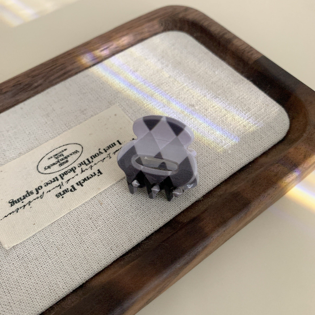韩国棋盘格小抓夹扎高马尾发夹菱形格子顶夹发抓亚克力质感卡碎发