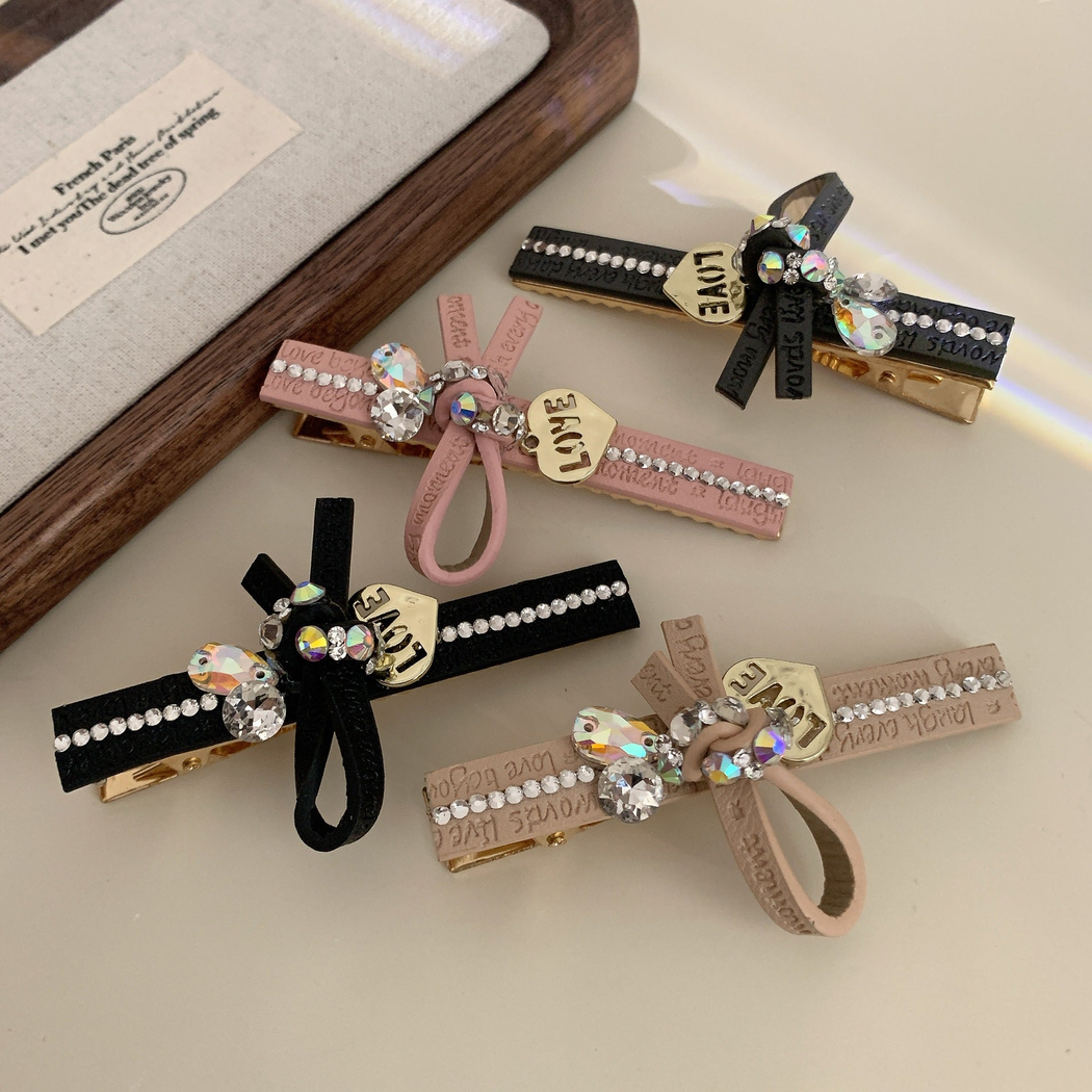 Beau - Layered Bow Loops Round Accent Row Duckbill Hair Clip