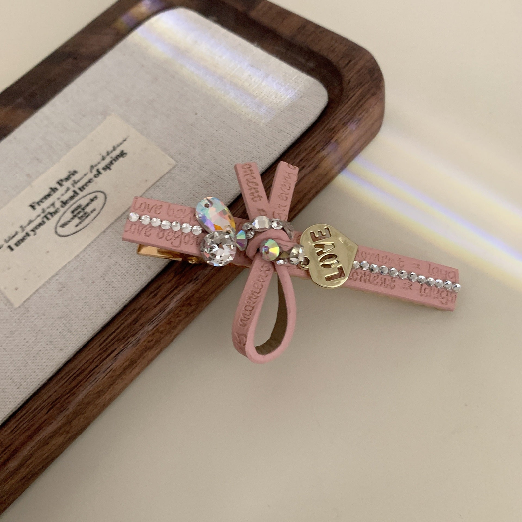 Beau - Layered Bow Loops Round Accent Row Duckbill Hair Clip