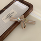 Beau - Layered Bow Loops Round Accent Row Duckbill Hair Clip