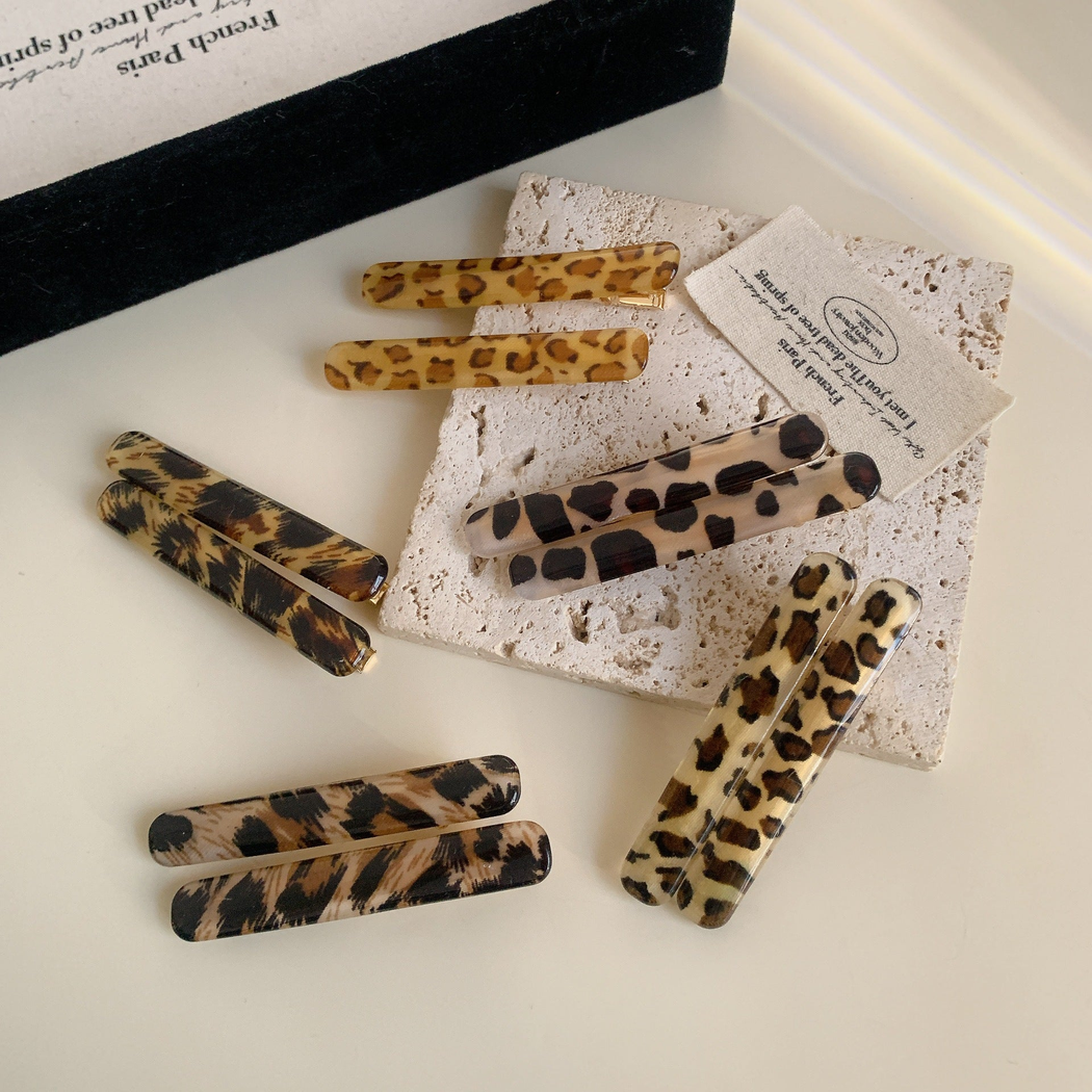 Beau - Leopard and Stripe Prints Slim Bar Duckbill Hair Clip