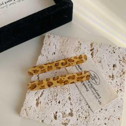 Beau - Leopard and Stripe Prints Slim Bar Duckbill Hair Clip
