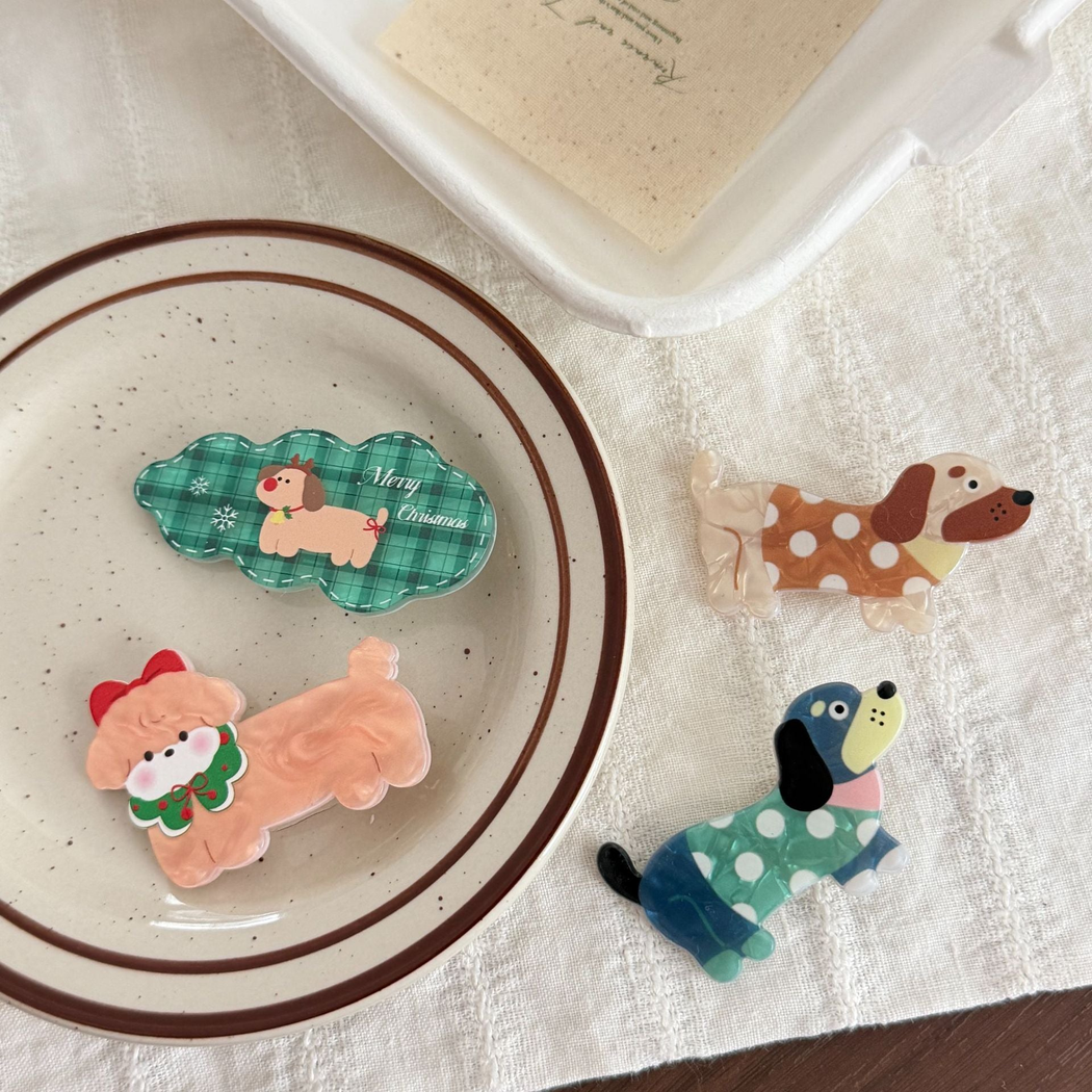 圣诞发夹亚克力卡通圣诞老人麋鹿碎发刘海夹少女心鸭嘴夹发卡头饰