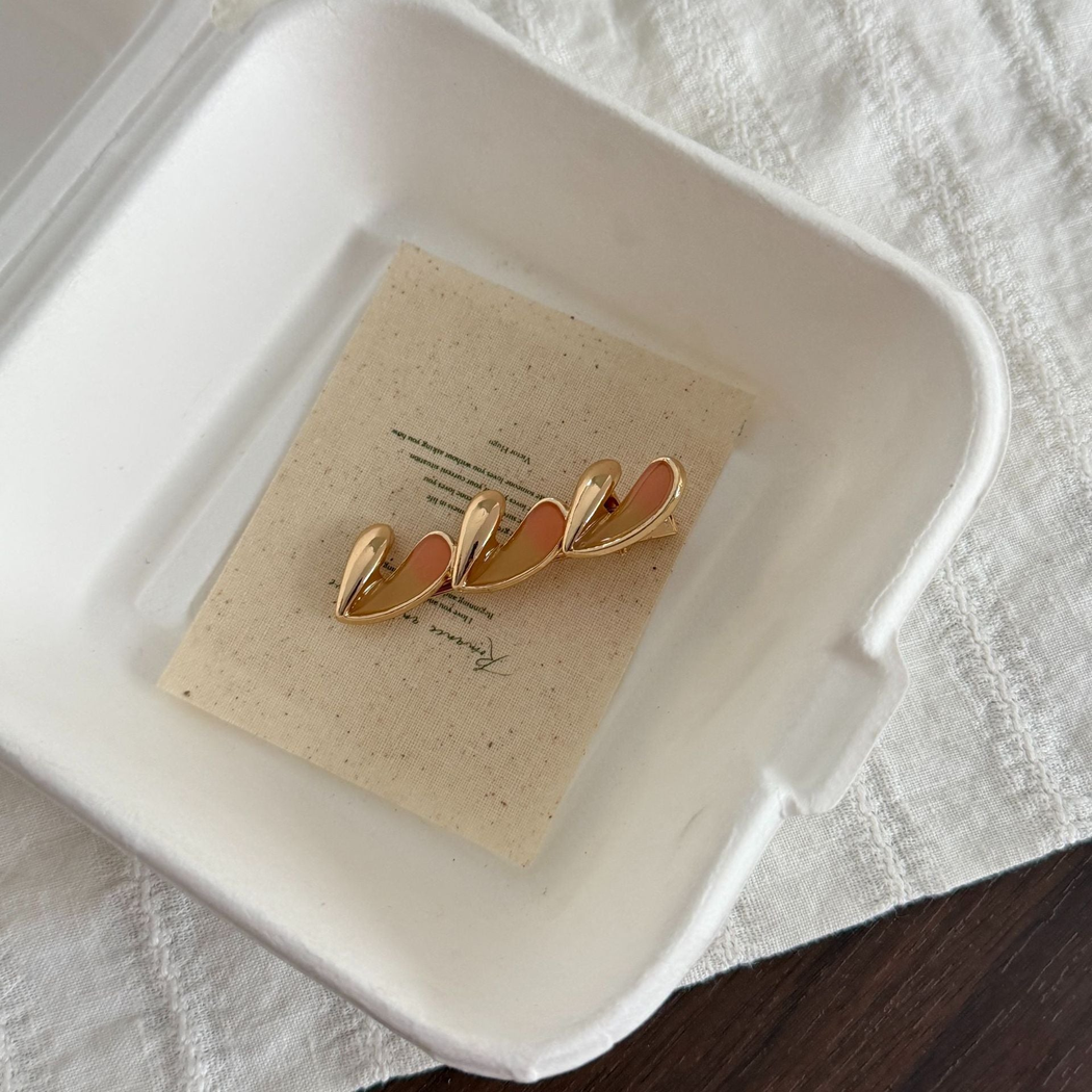 复古撞色滴油爱心发夹少女轻奢金属质感边夹小众温柔气质精致百搭