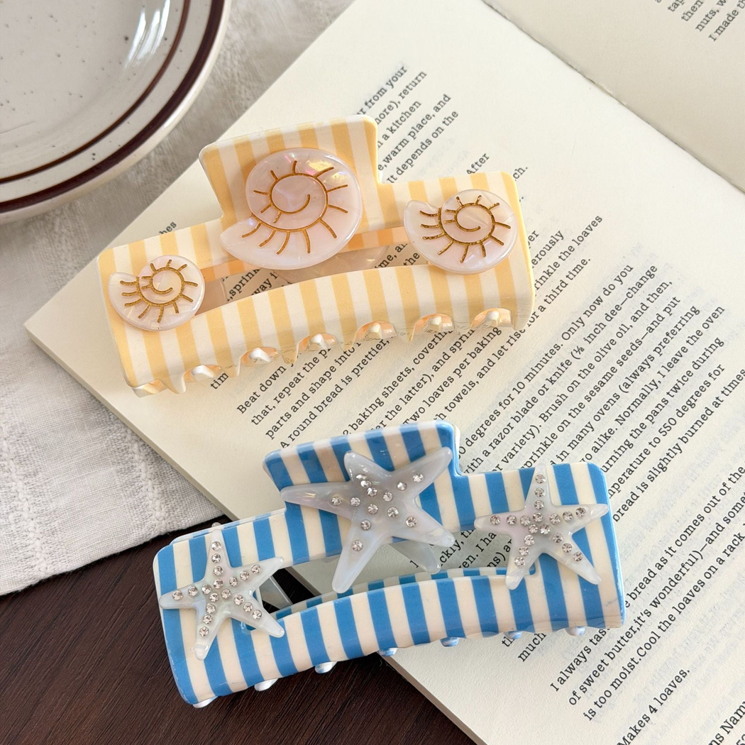 Beau - Striped Coastal Motif Hair Claw