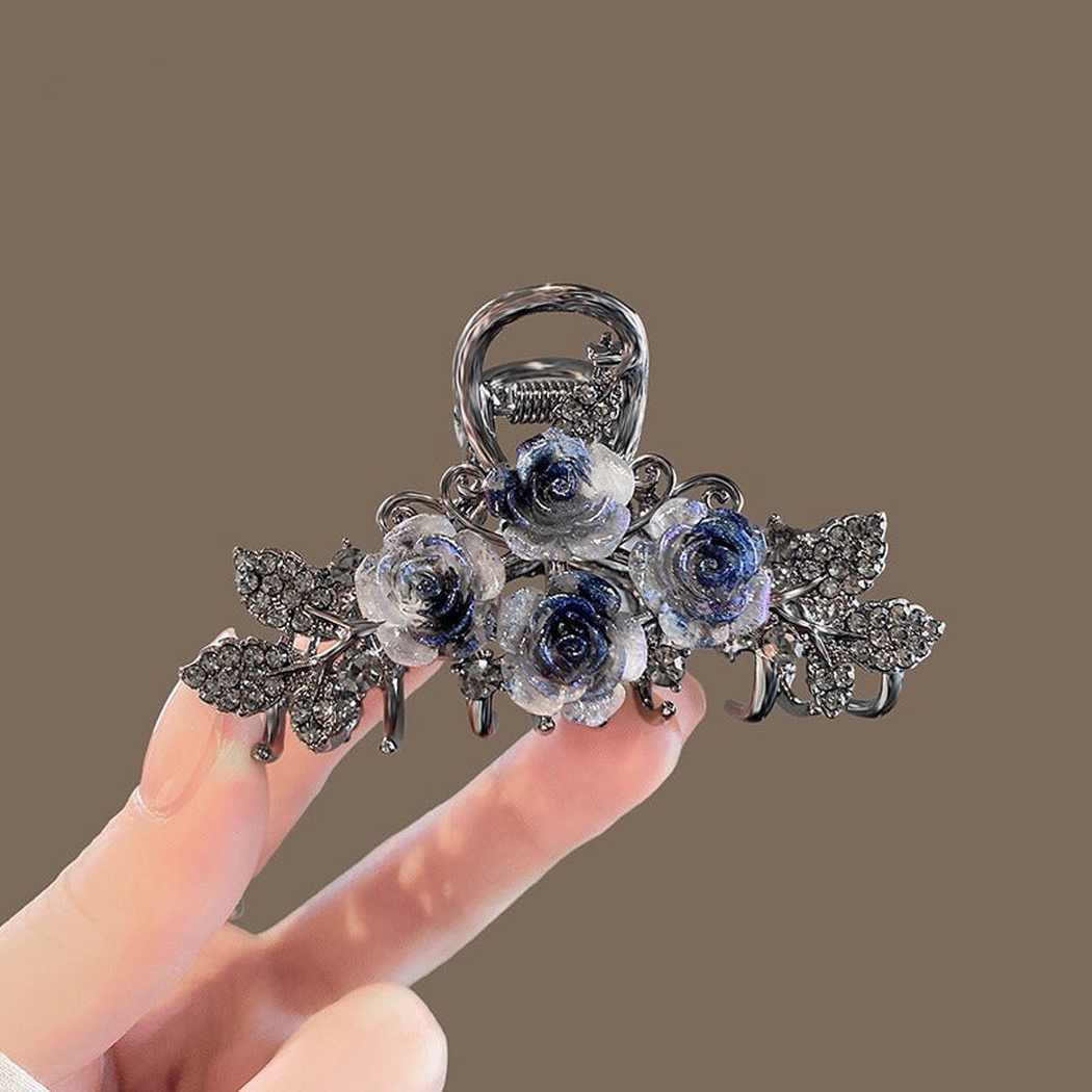 Beau - Blue-Accent Floral Hair Claw