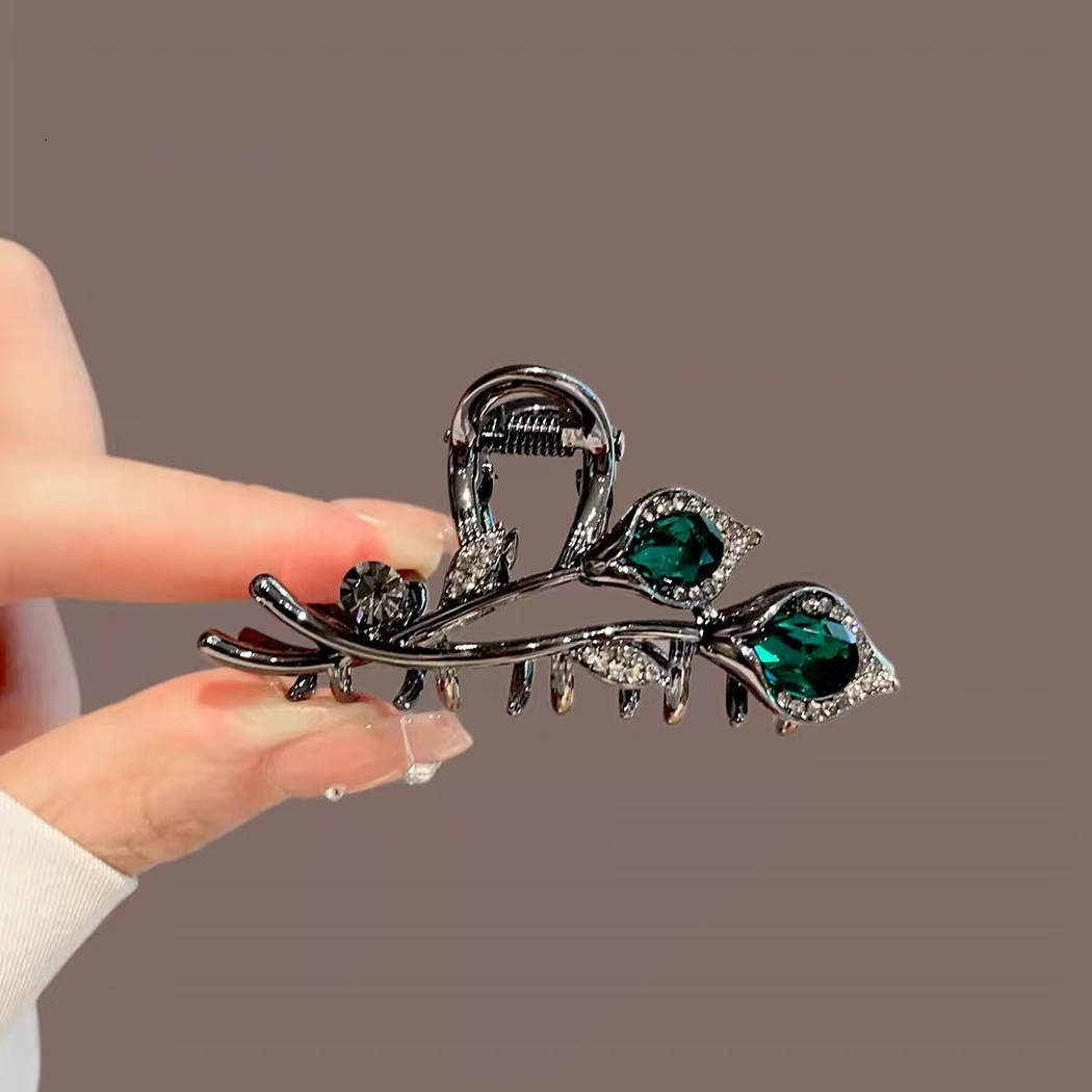 韩版高端精致郁金香抓夹中号新款高级感后脑勺半扎盘发夹子鲨鱼夹