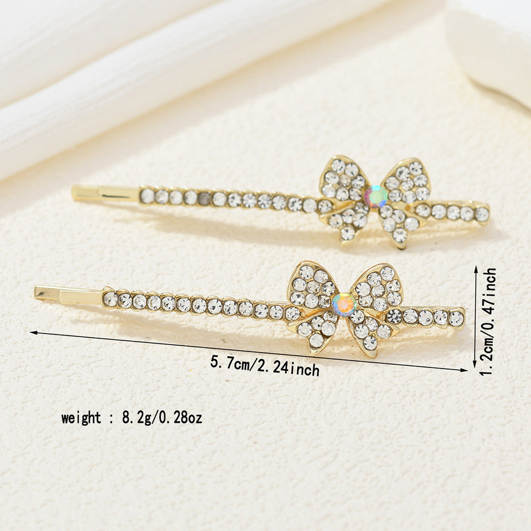 Beau - Bow-Detail Linear Hair Pin Pair