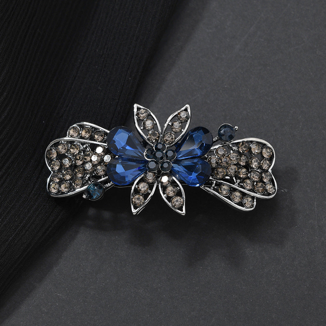 Beau - Floral Bow-Accent Spring Hair Clip