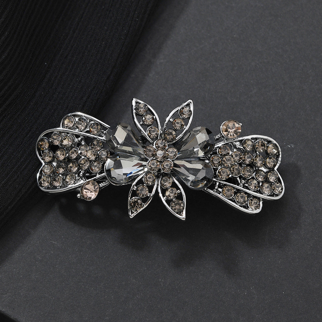 Beau - Floral Bow-Accent Spring Hair Clip
