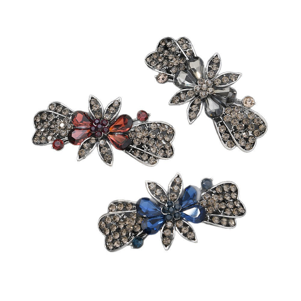 Beau - Floral Bow-Accent Spring Hair Clip
