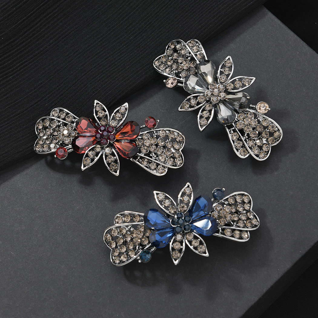 Beau - Floral Bow-Accent Spring Hair Clip