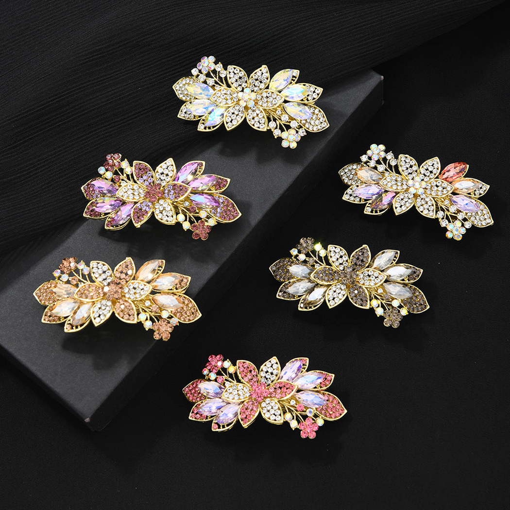 Beau - Floral Leaf-Accent Spring Hair Clip