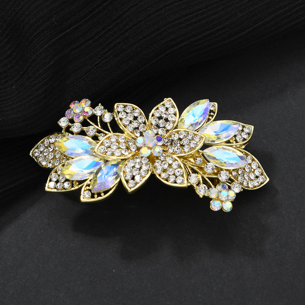 Beau - Floral Leaf-Accent Spring Hair Clip