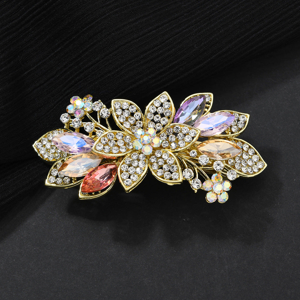 Beau - Floral Leaf-Accent Spring Hair Clip