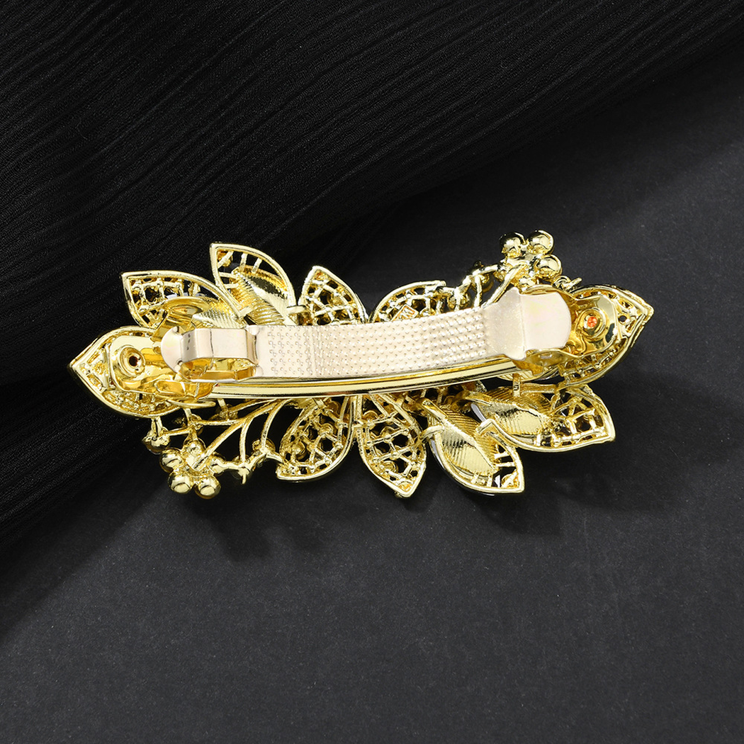 Beau - Floral Leaf-Accent Spring Hair Clip