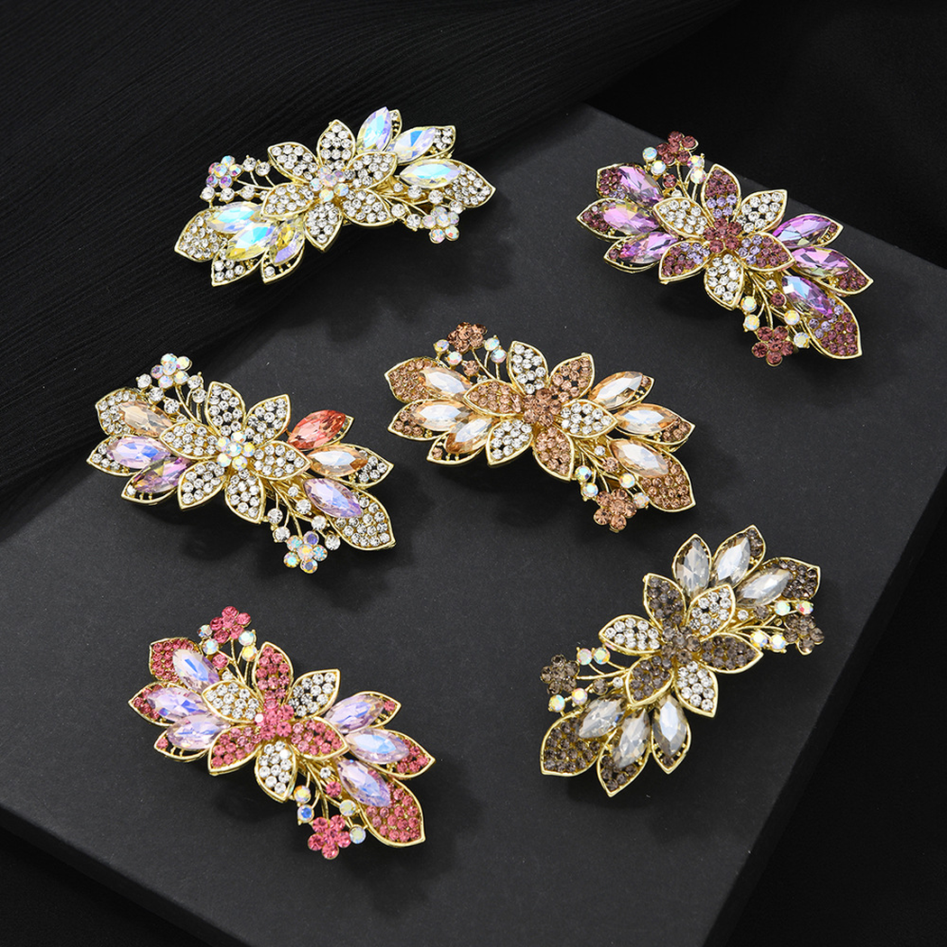 Beau - Floral Leaf-Accent Spring Hair Clip