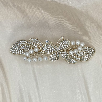 Beau - White Mixed-Motif Spring Hair Clip