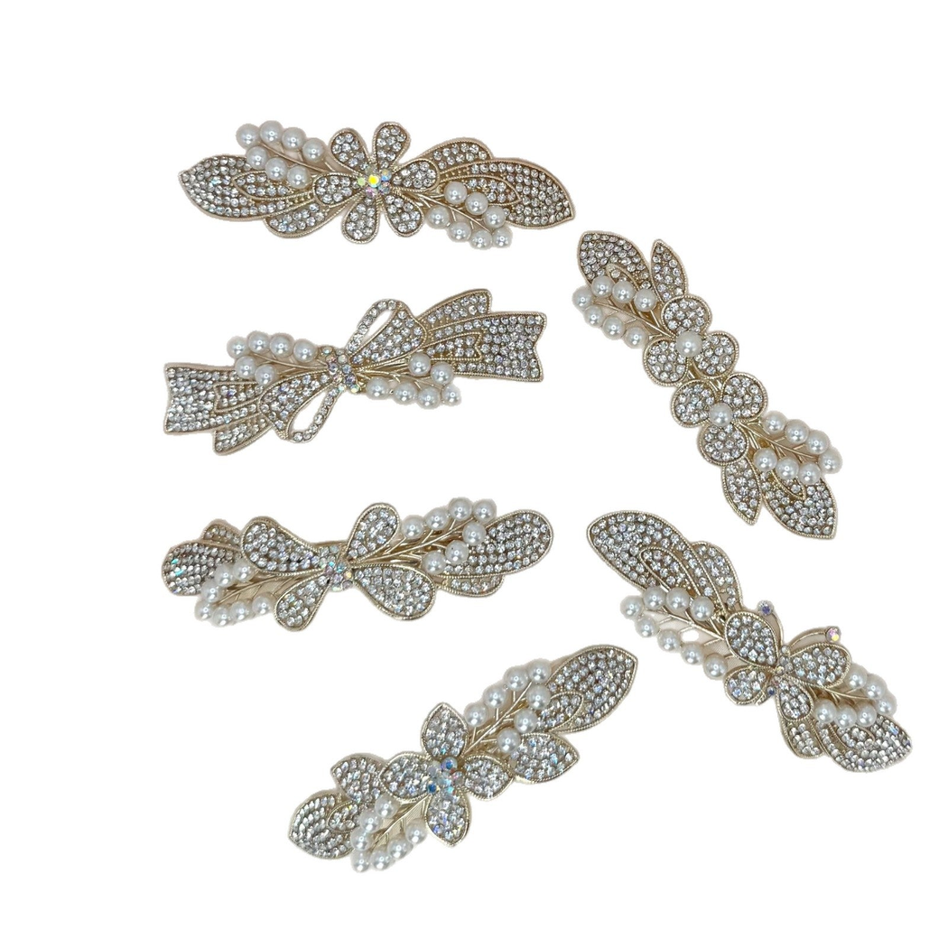 Beau - White Mixed-Motif Spring Hair Clip