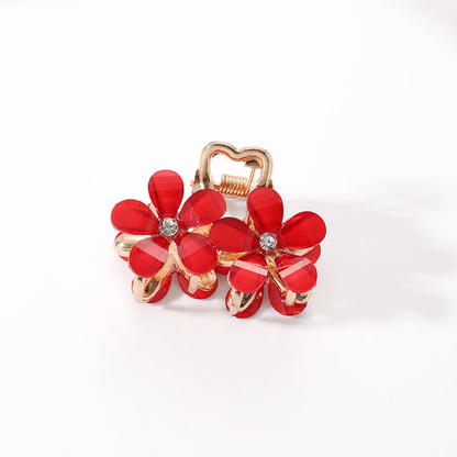 Beau - Twin-Blossom Petal-Outline Mini Hair Claw