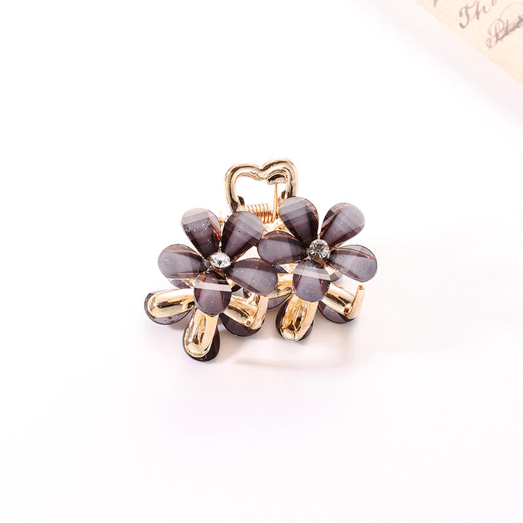 Beau - Twin-Blossom Petal-Outline Mini Hair Claw