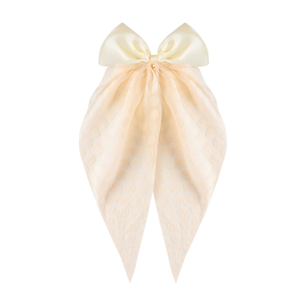 Beau - Patterned Trailing-Bow Duckbill Hair Clip